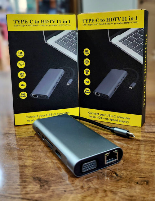 Adaptateur Type C to HDMI_04USB_RJ45_VGA... 11IN1