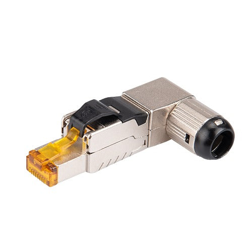 Connecteur RJ45 Industriel 90° – Cat6A_Cat7_Cat8 (Installation Rapide)