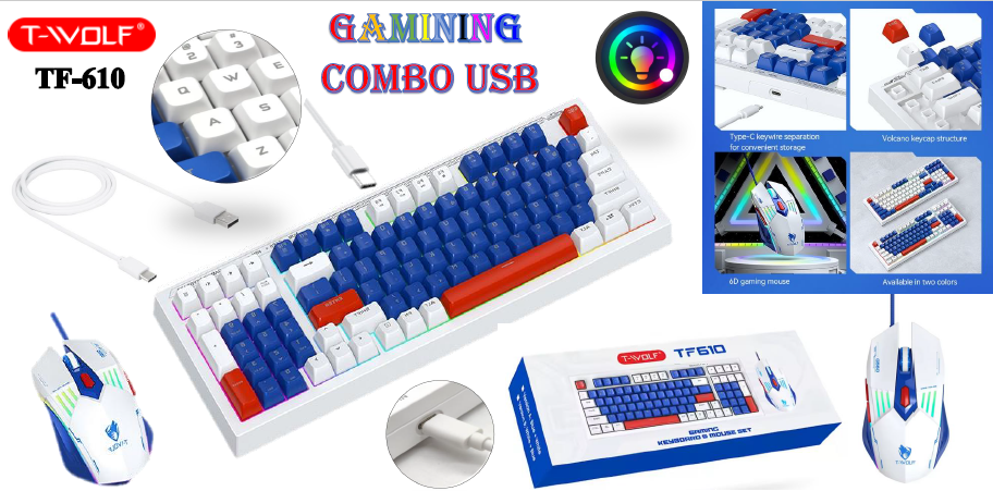 Kit Clavier Souris Gaming RGB T-WOLF TF610