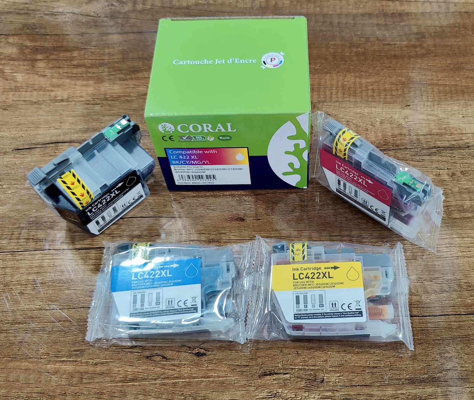Pack Brother LC 422_DCP-j5340DW High Capacity (BK-CY-M-Y) Coraljet