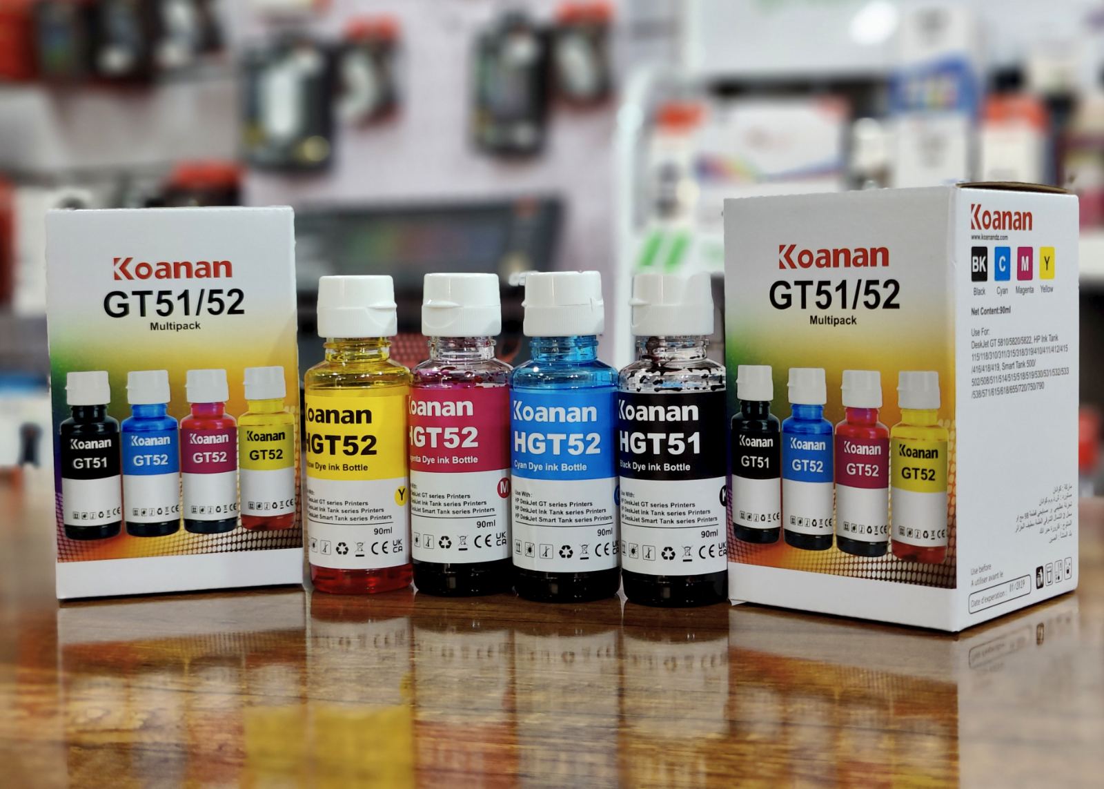Pack Bouteille Encre HP GT51 90ml (BK-C-M-Y) KOANAN
