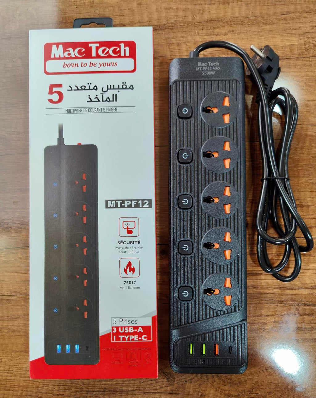 Prise Filtre MacTech (05 Prises_03 USB_01PD) MT-PF12