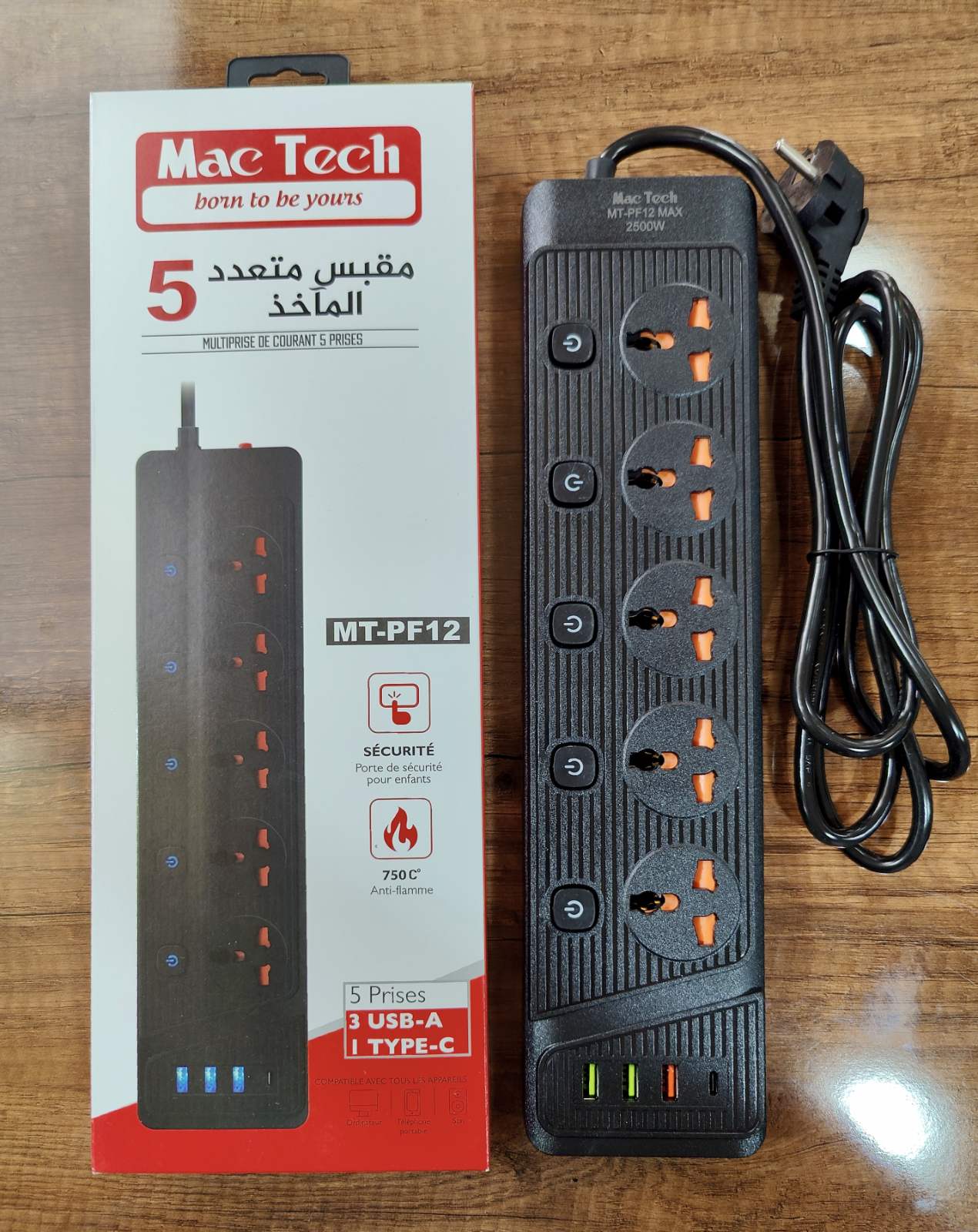 Prise Filtre MacTech (05 Prises_03 USB_01PD) MT-PF12