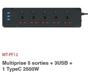 Prise Filtre MacTech (05 Prises_03 USB_01PD) MT-PF12