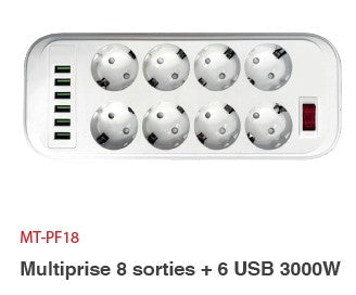 Prise Filtre MacTech (08 Prises_06 USB) MT-PF18