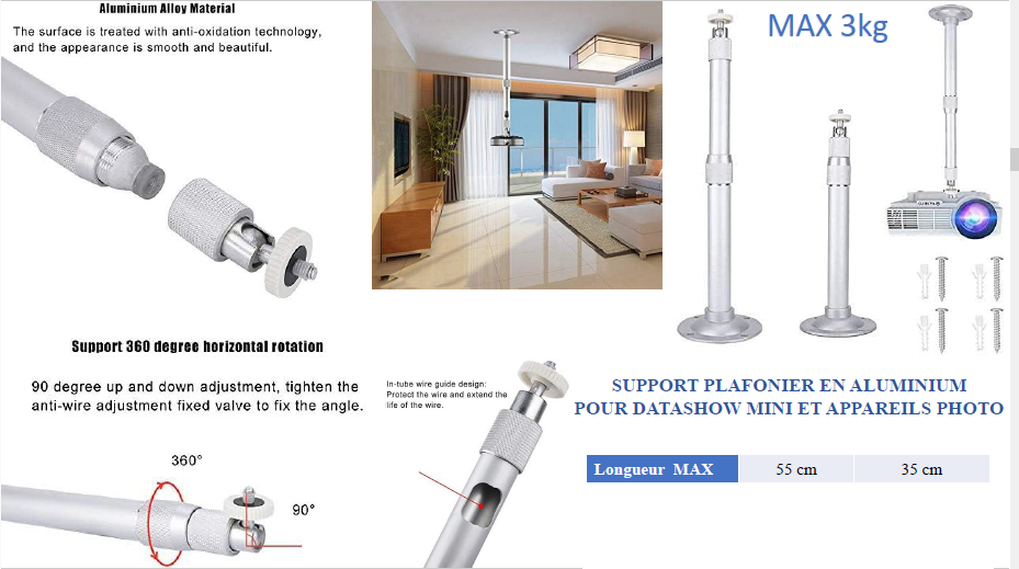 Support Data Show MINI Extensible 55cm Réf:3060