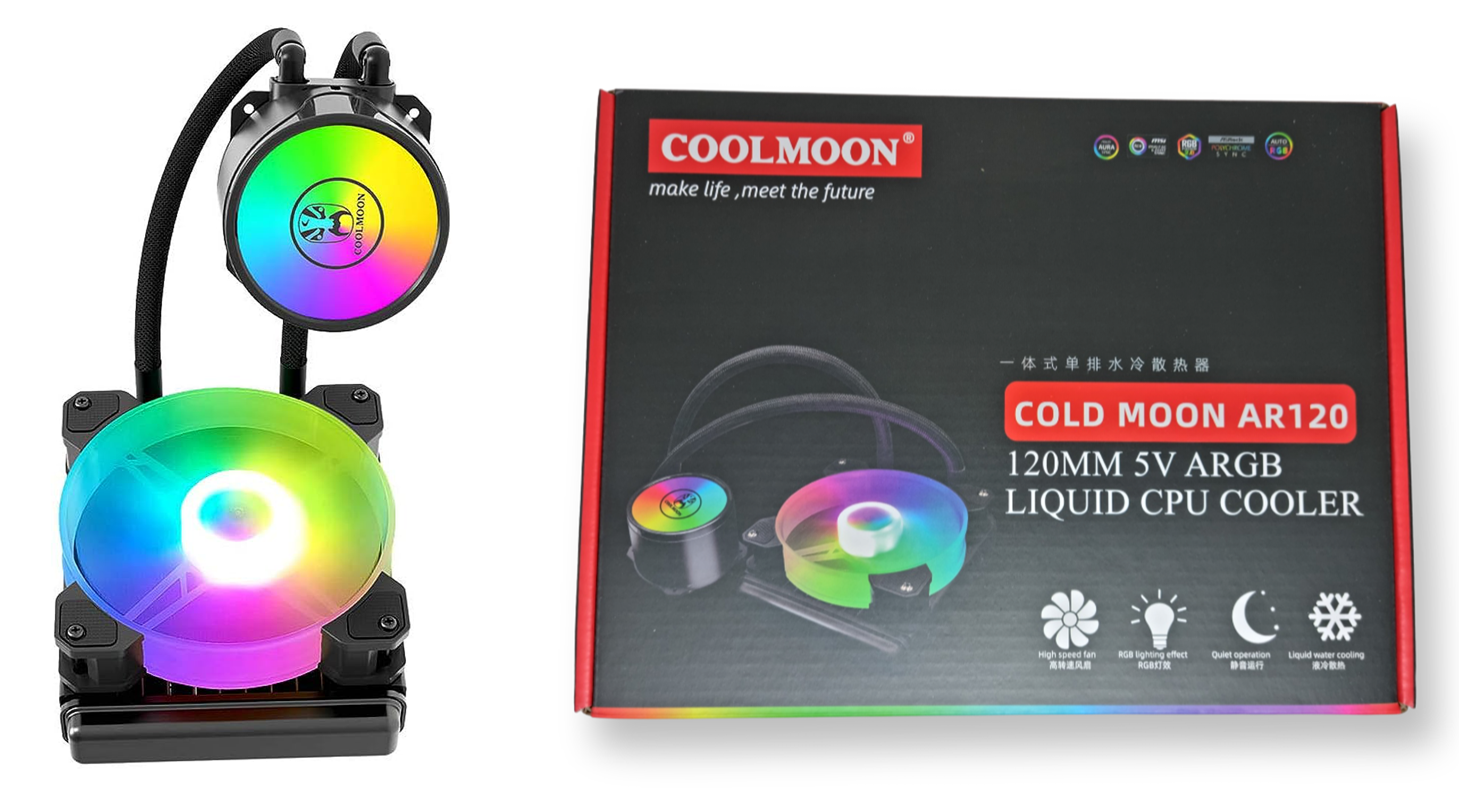 Ventilo CPU Watercooling COOLMOON Liquid AR120 intel et AMD