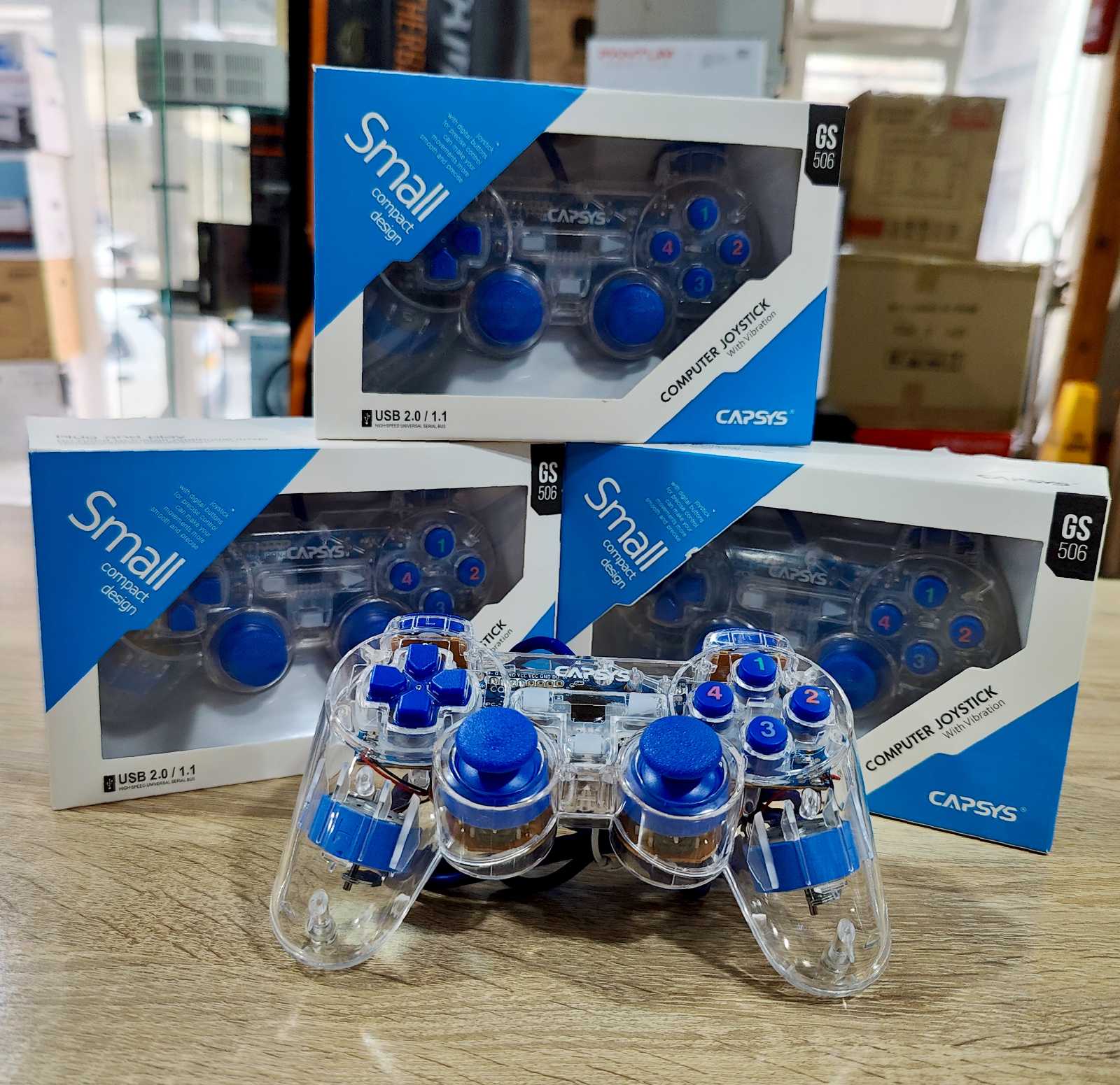 Manette des Jeux USB Vibrante Transparente Capsys GS-506